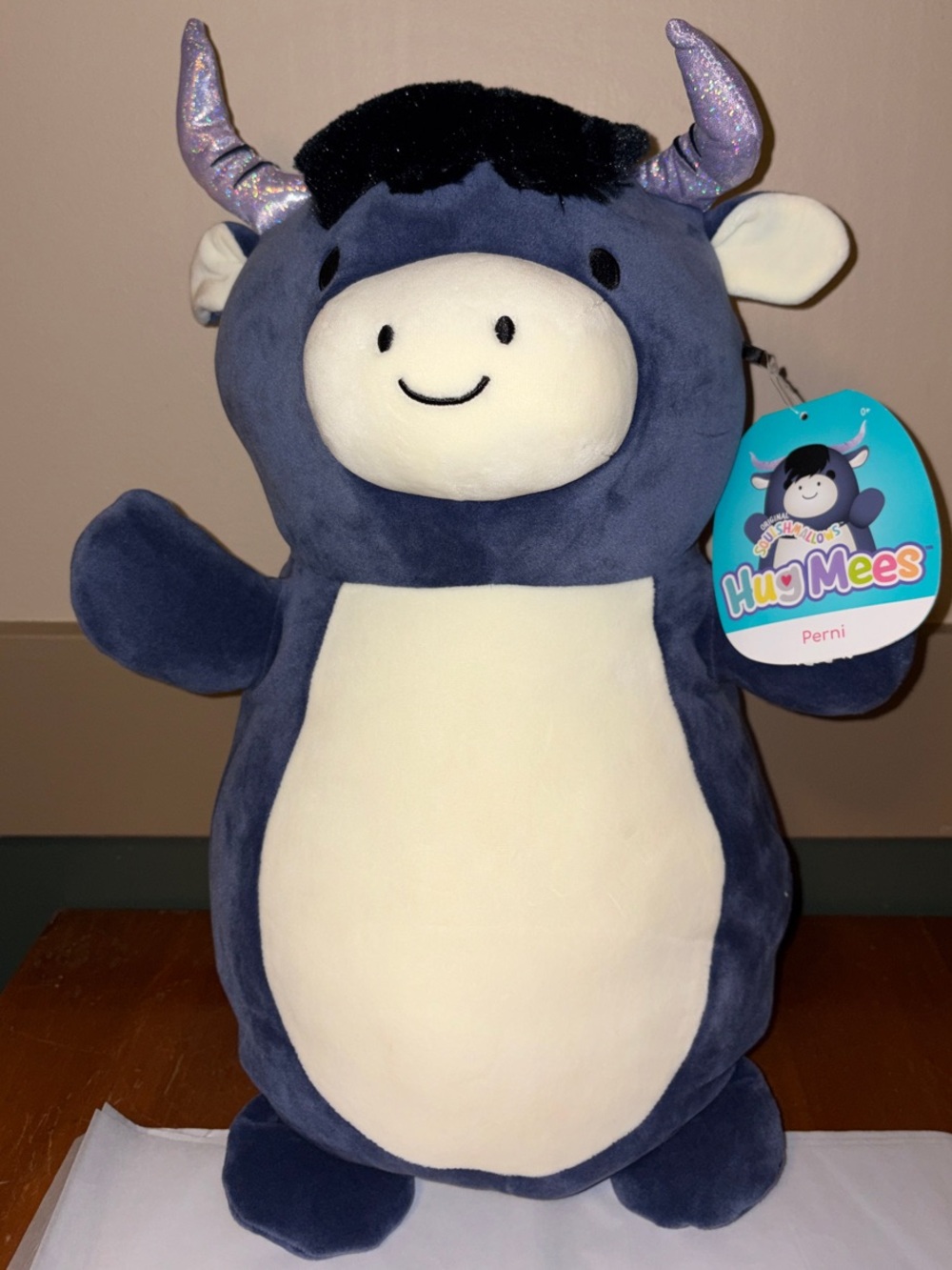 Squishmallows Navy & Cream Perni Plush with Sparkle Purple Horns